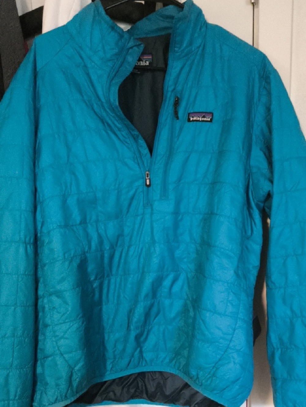 Patagonia Bright Teal Quarter-Zip Puffer Pullover